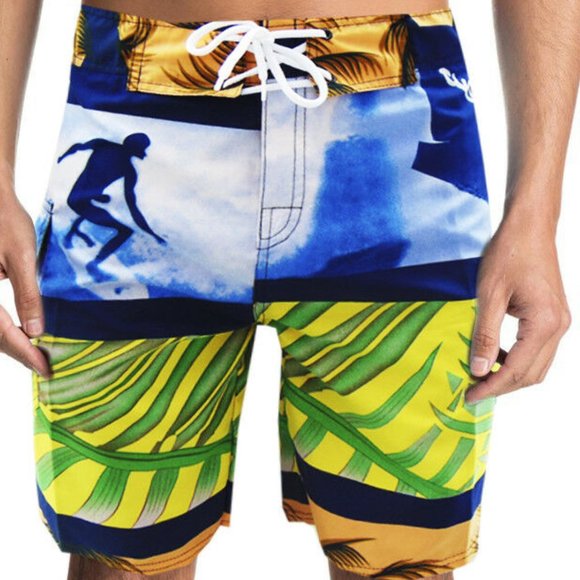NWT SURF SUMMER BEACH MEN'S SWIMWEAR TRUNKS SWIMMING BOARD SHORTS SIZE S - Picture 1 of 4